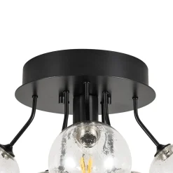Cluster Seeded Glass Globe Bubble Round Semi Flush Mount