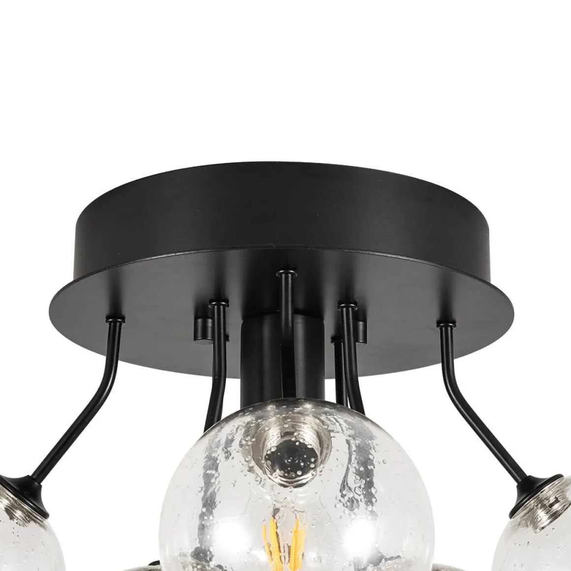 Cluster Seeded Glass Globe Bubble Round Semi Flush Mount