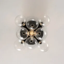Cluster Seeded Glass Globe Bubble Round Semi Flush Mount