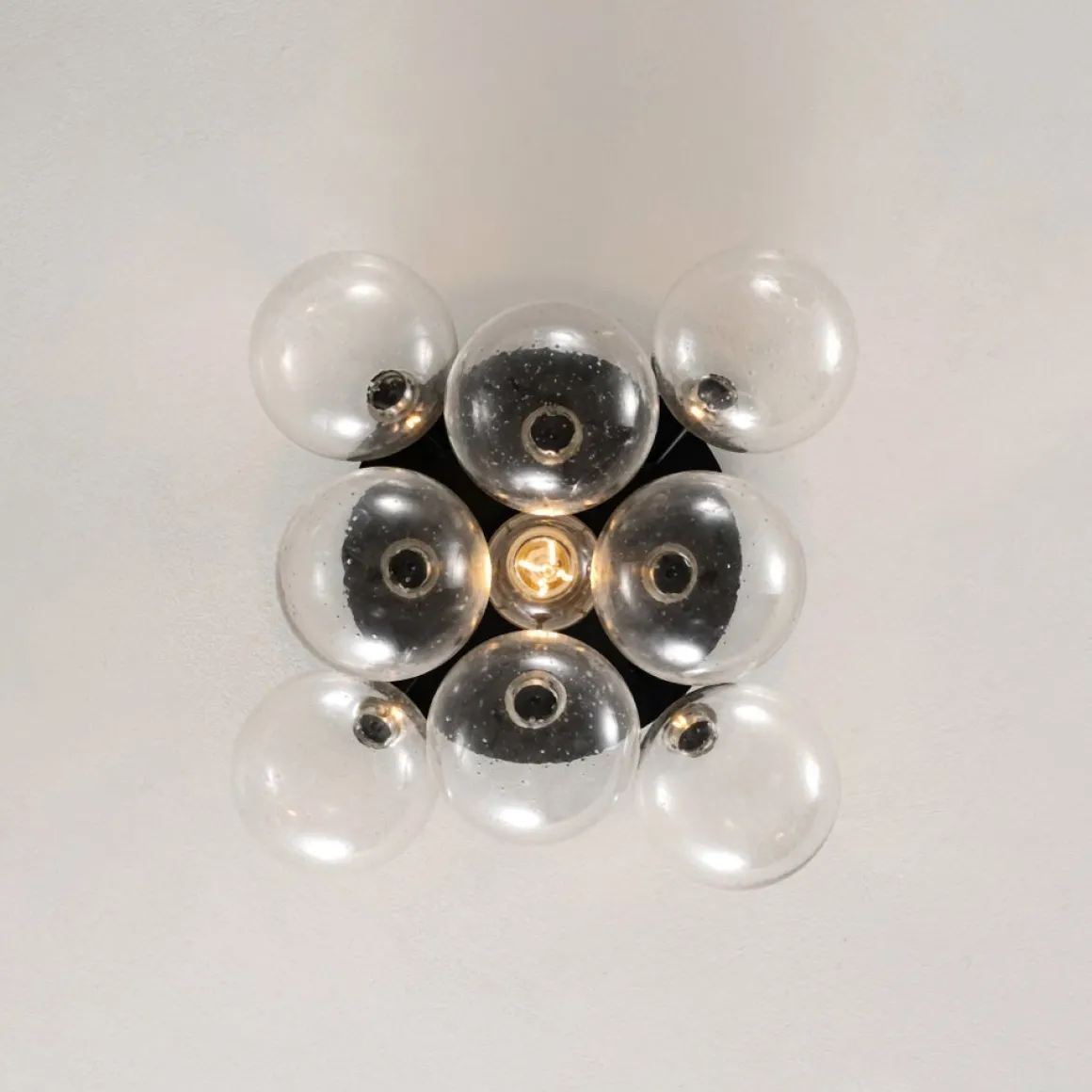 Cluster Seeded Glass Globe Bubble Round Semi Flush Mount