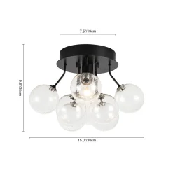 Cluster Seeded Glass Globe Bubble Round Semi Flush Mount