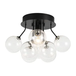 Cluster Seeded Glass Globe Bubble Round Semi Flush Mount