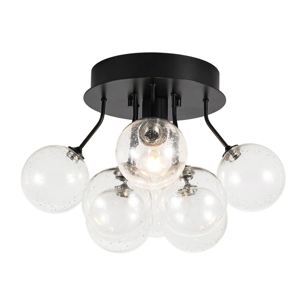 Cluster Seeded Glass Globe Bubble Round Semi Flush Mount