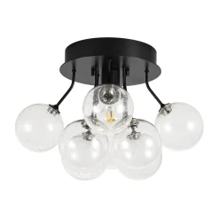 Cluster Seeded Glass Globe Bubble Round Semi Flush Mount