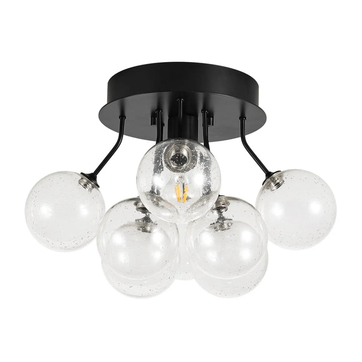 Cluster Seeded Glass Globe Bubble Round Semi Flush Mount