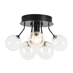 Cluster Seeded Glass Globe Bubble Round Semi Flush Mount