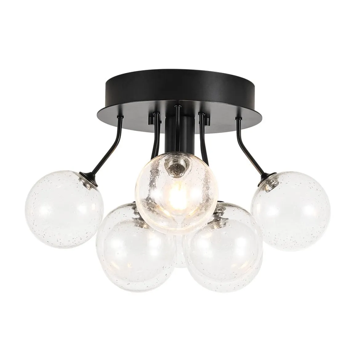 Cluster Seeded Glass Globe Bubble Round Semi Flush Mount