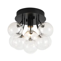 Cluster Seeded Glass Globe Bubble Round Semi Flush Mount