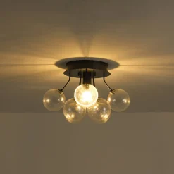 Cluster Seeded Glass Globe Bubble Round Semi Flush Mount