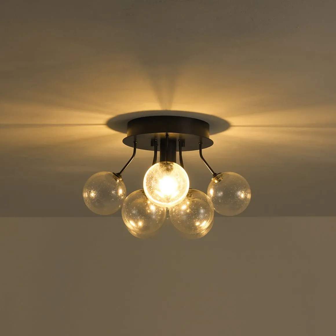 Cluster Seeded Glass Globe Bubble Round Semi Flush Mount