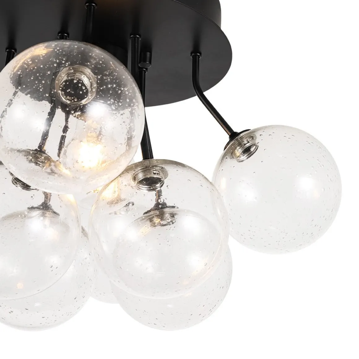 Cluster Seeded Glass Globe Bubble Round Semi Flush Mount