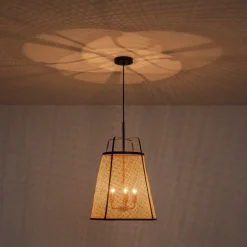 Coastal Woven Rattan Conical Lantern Pendant Light
