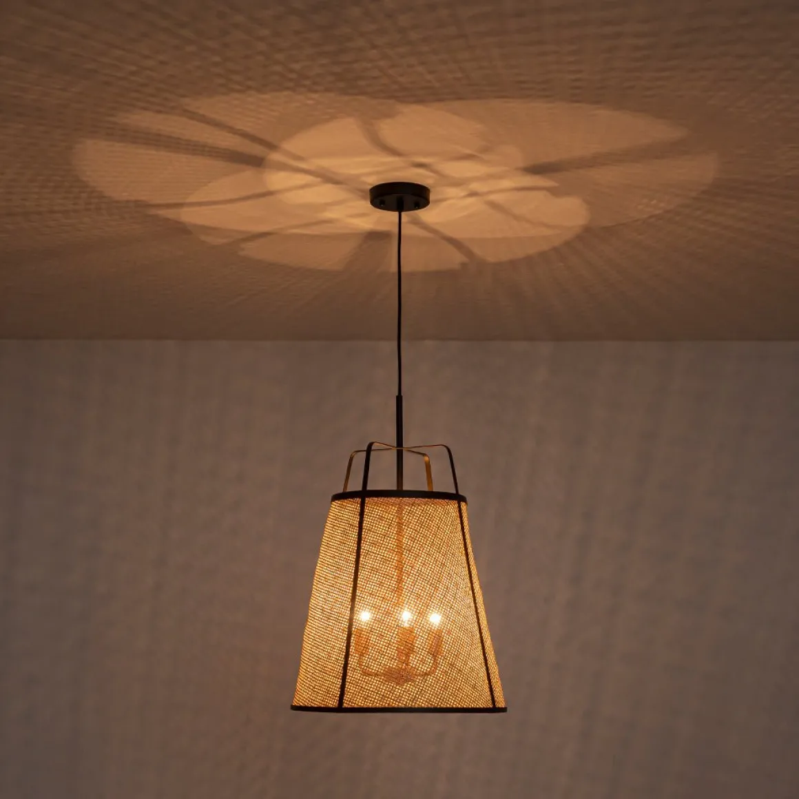 Coastal Woven Rattan Conical Lantern Pendant Light