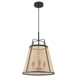 Coastal Woven Rattan Conical Lantern Pendant Light