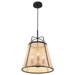 Coastal Woven Rattan Conical Lantern Pendant Light