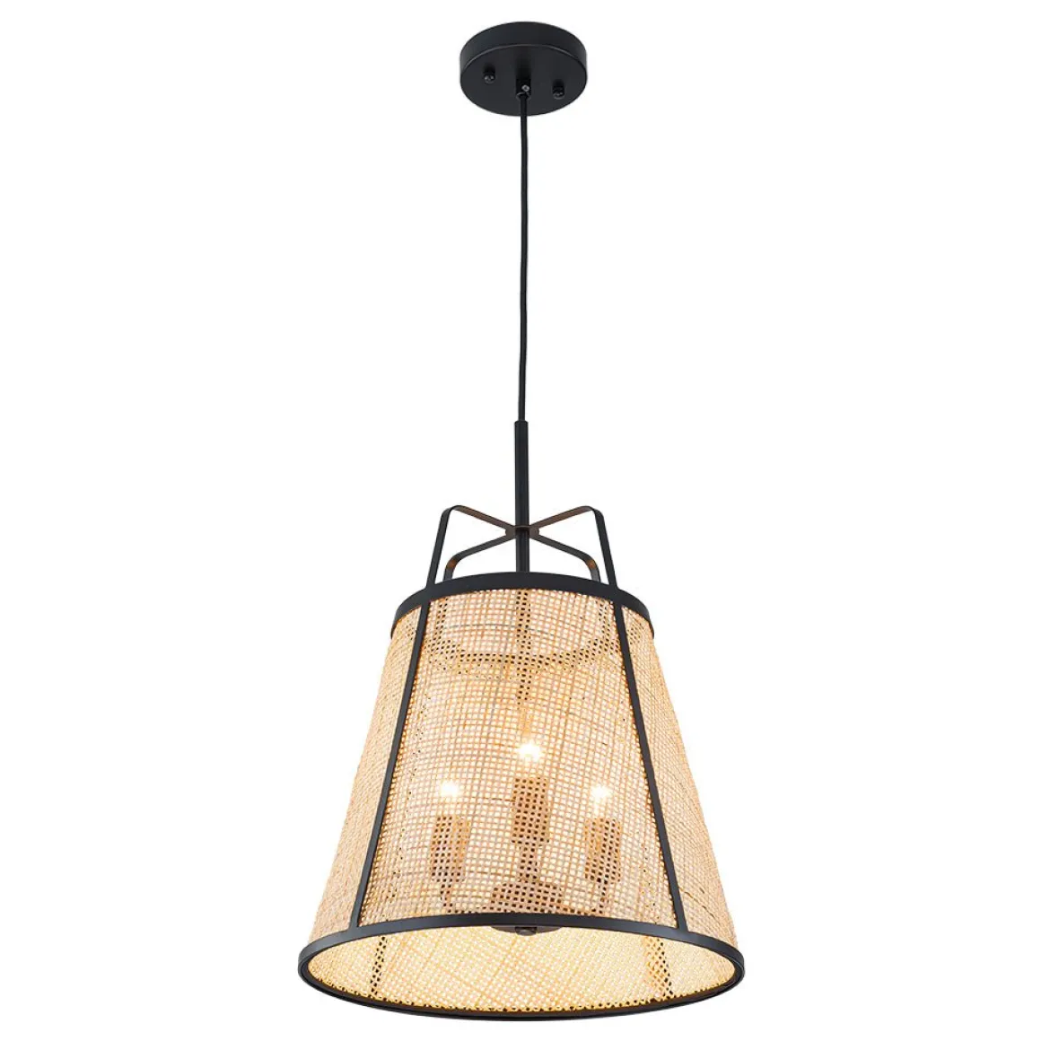 Coastal Woven Rattan Conical Lantern Pendant Light