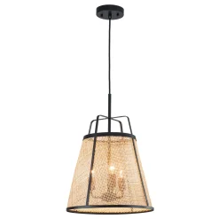 Coastal Woven Rattan Conical Lantern Pendant Light