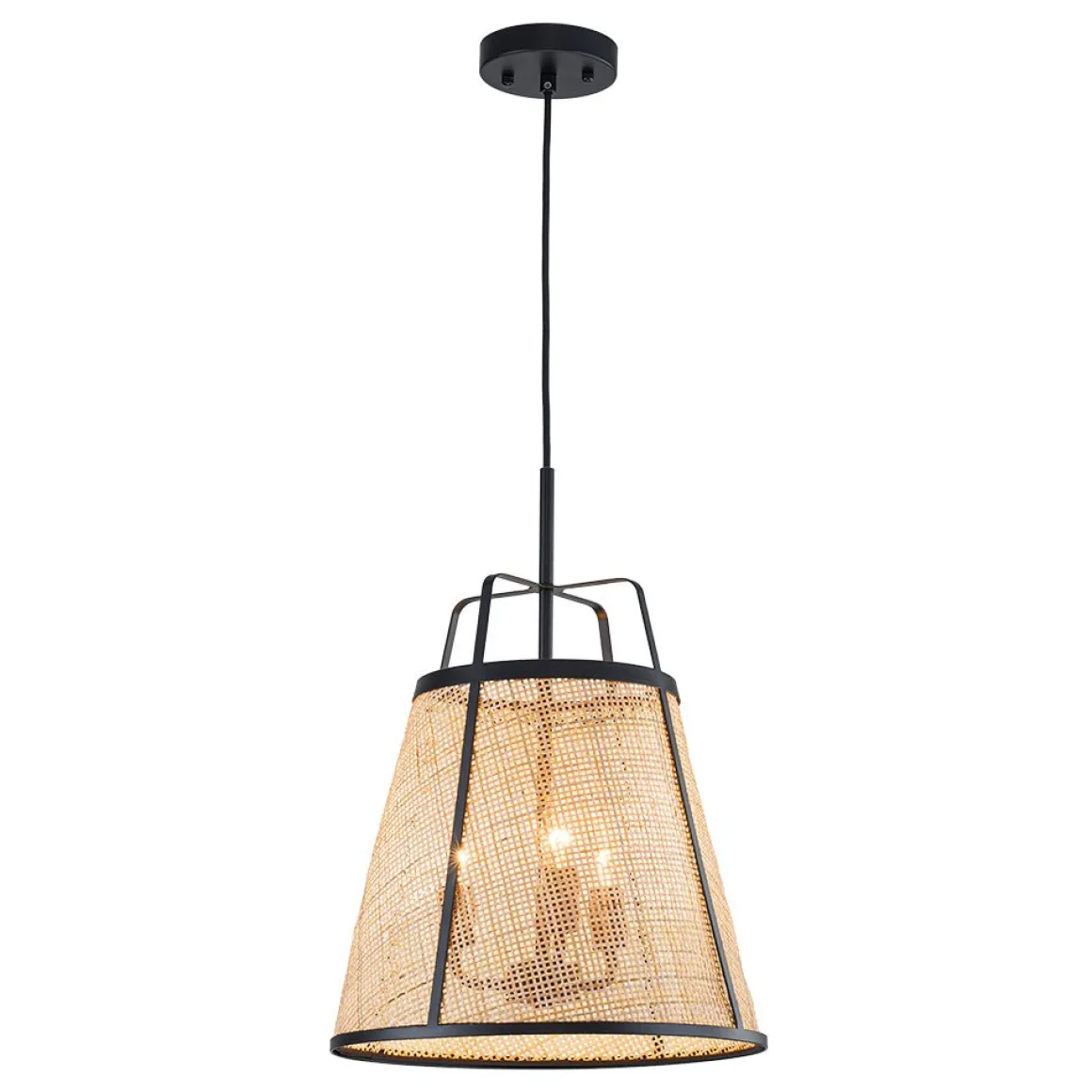 Coastal Woven Rattan Conical Lantern Pendant Light