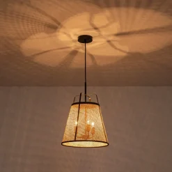 Coastal Woven Rattan Conical Lantern Pendant Light