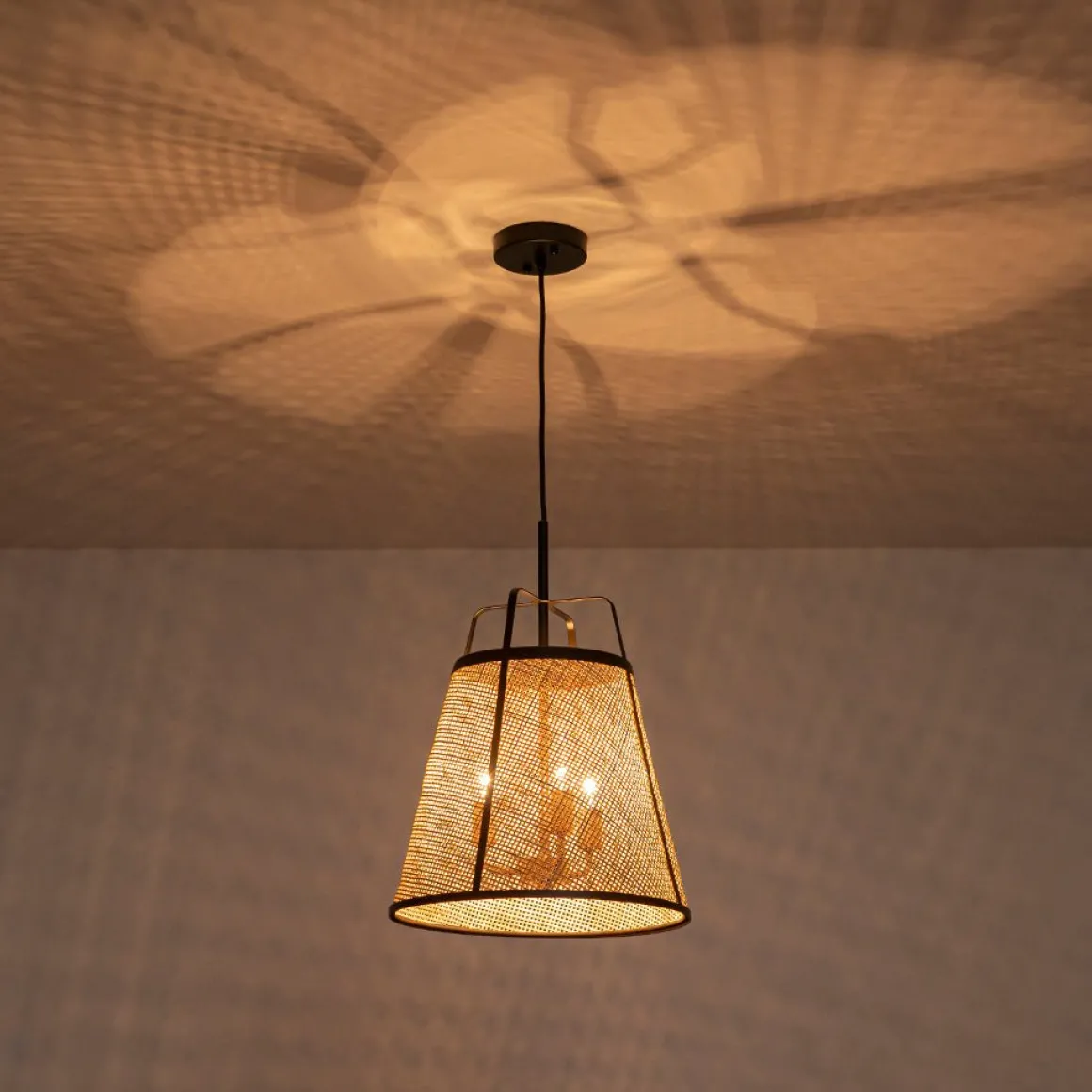 Coastal Woven Rattan Conical Lantern Pendant Light