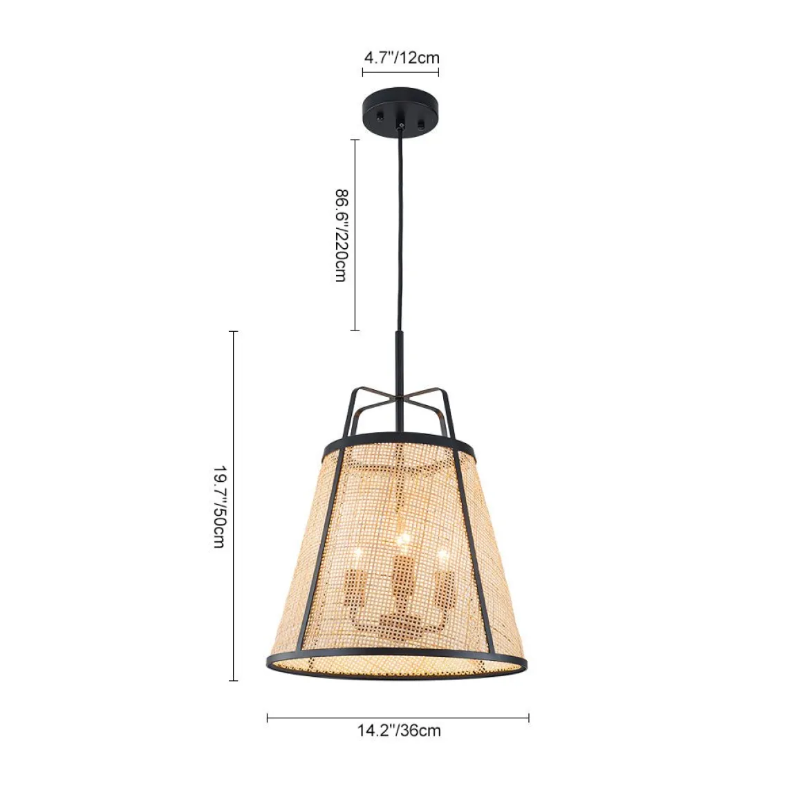 Coastal Woven Rattan Conical Lantern Pendant Light