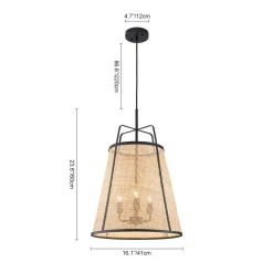 Coastal Woven Rattan Conical Lantern Pendant Light