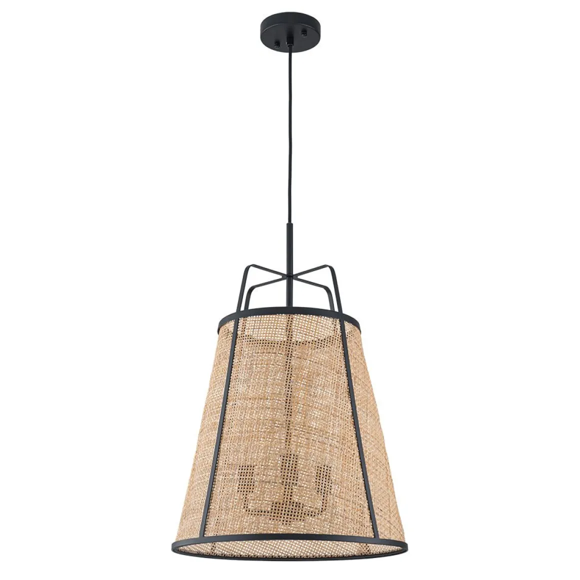 Coastal Woven Rattan Conical Lantern Pendant Light