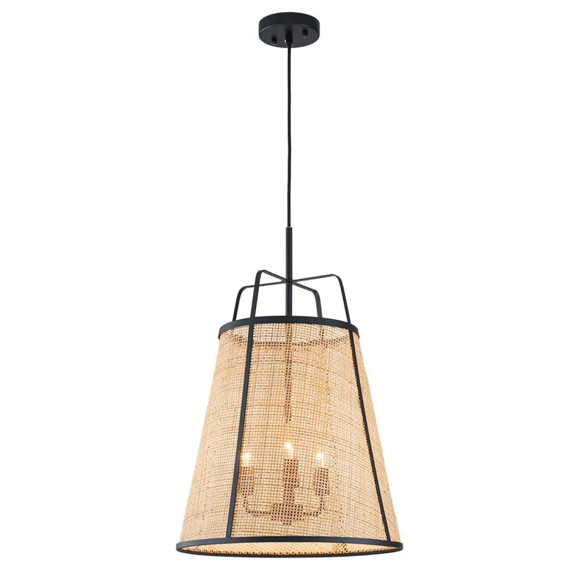 Coastal Woven Rattan Conical Lantern Pendant Light