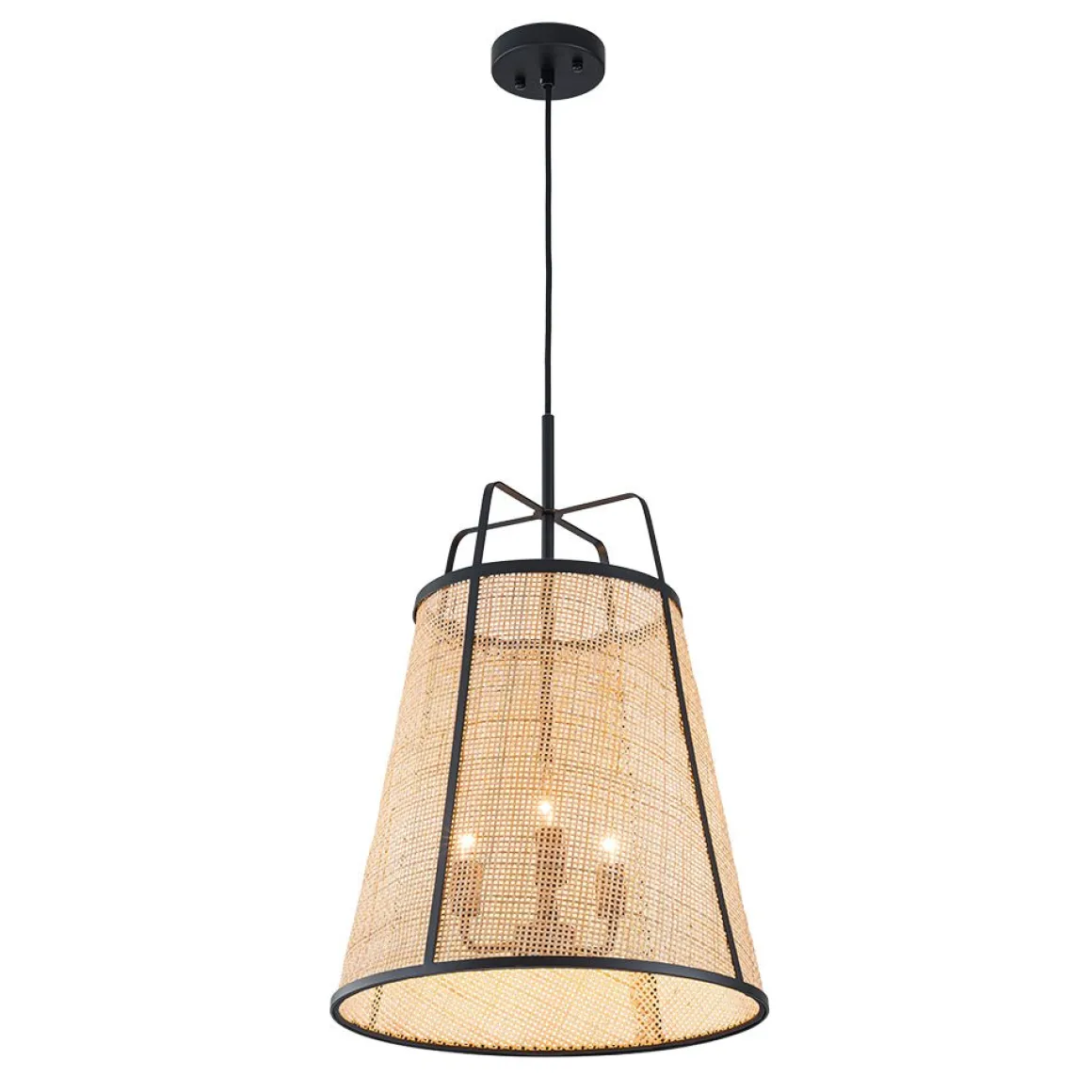 Coastal Woven Rattan Conical Lantern Pendant Light