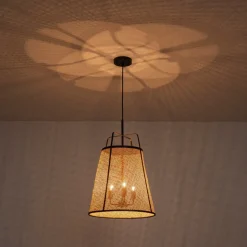 Coastal Woven Rattan Conical Lantern Pendant Light