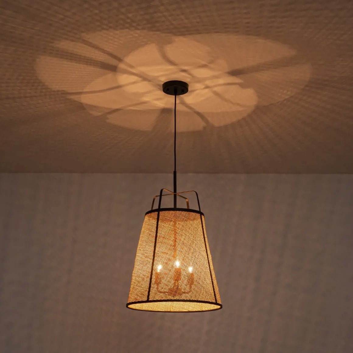 Coastal Woven Rattan Conical Lantern Pendant Light