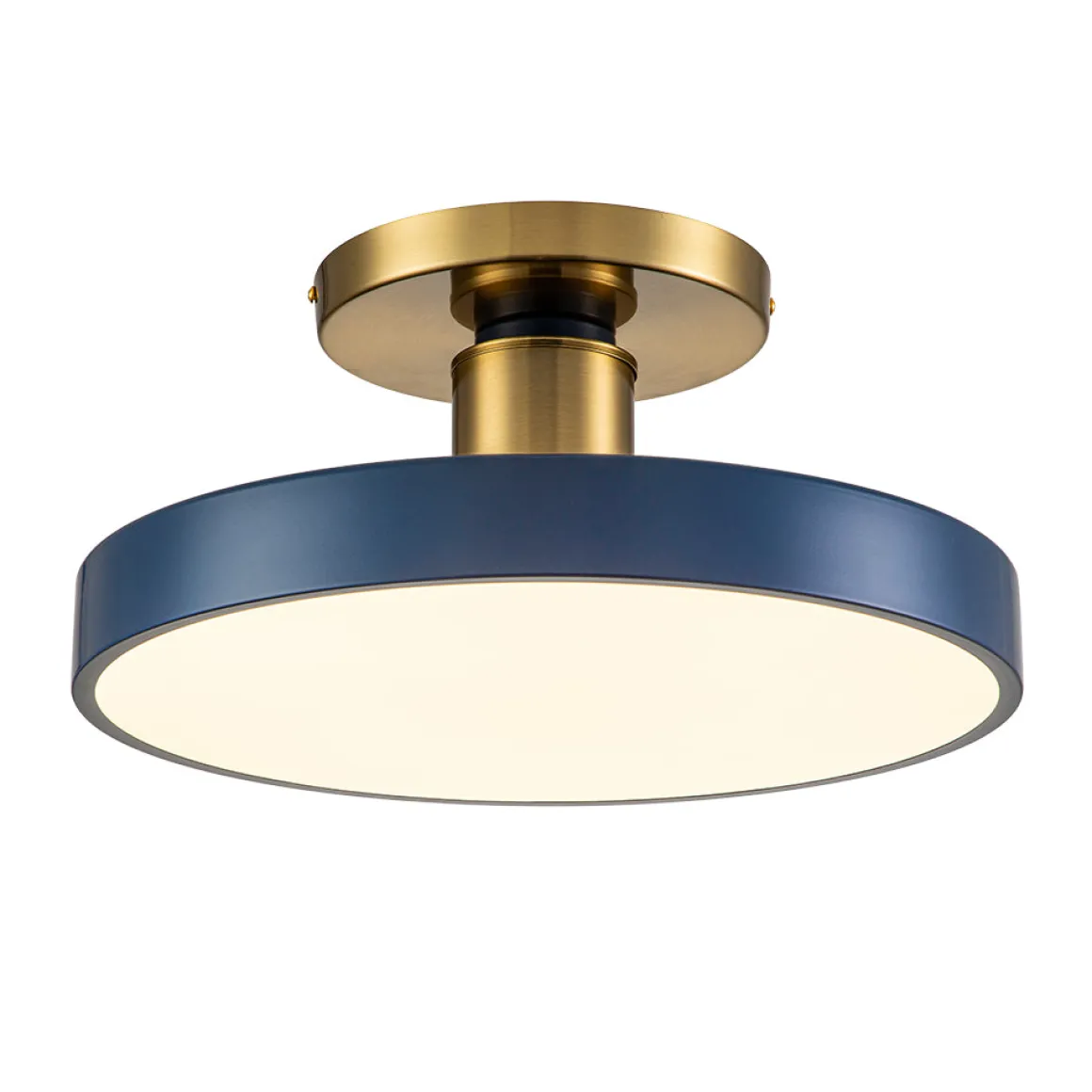 Contemporary Brass Blue Round LED Semi Flush Lighting
