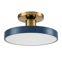 Contemporary Brass Blue Round LED Semi Flush Lighting