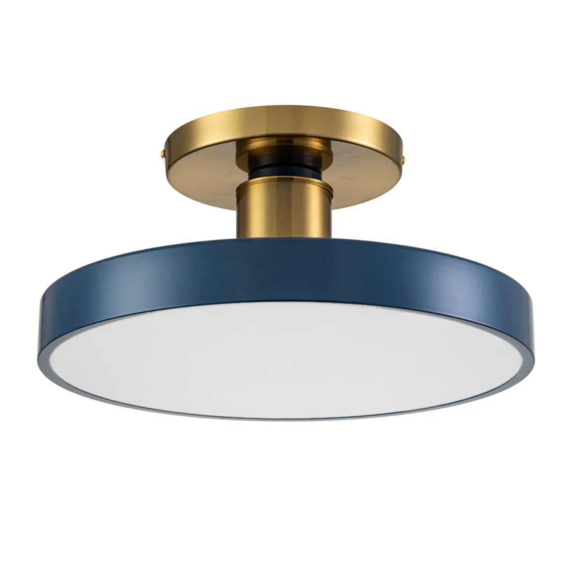 Contemporary Brass Blue Round LED Semi Flush Lighting
