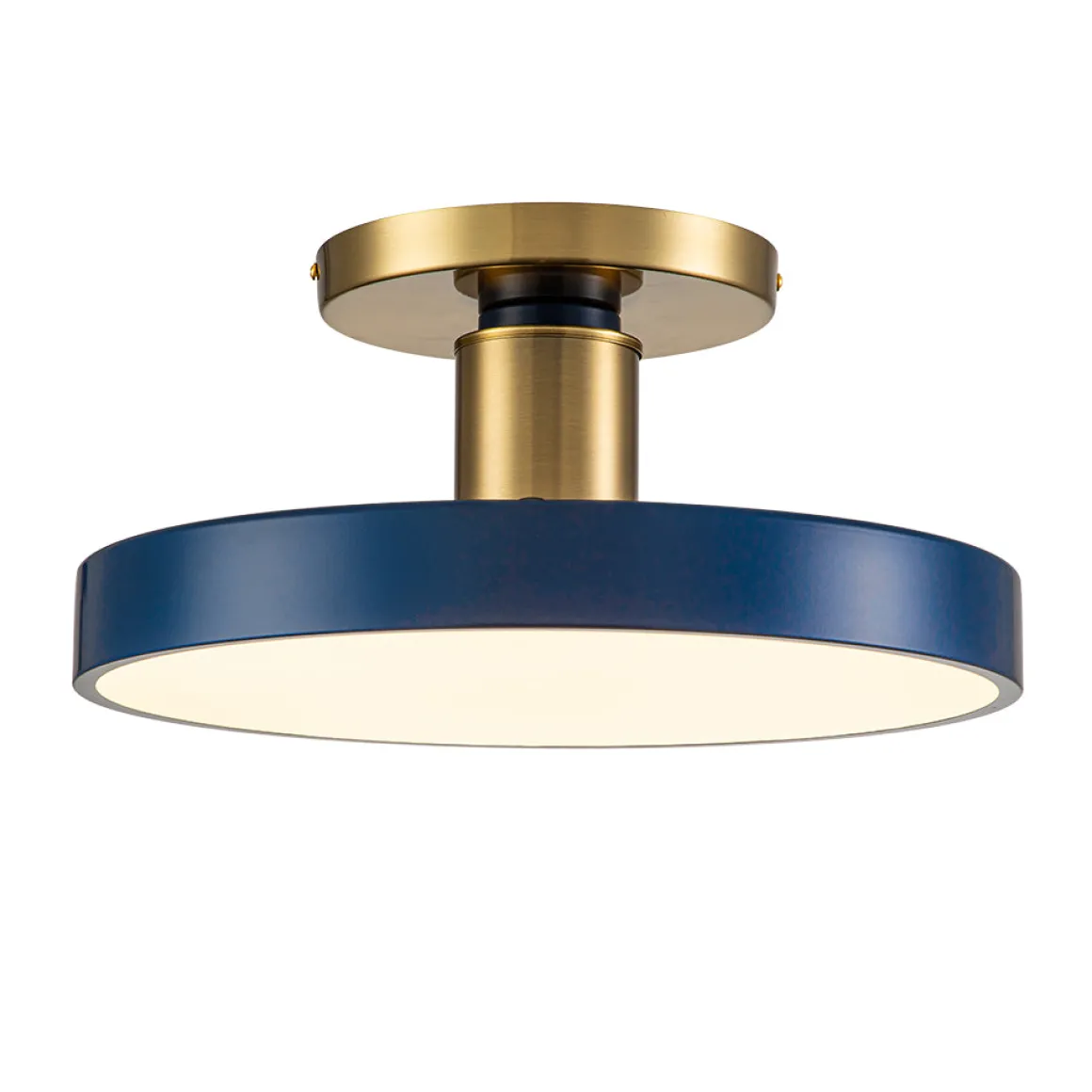 Contemporary Brass Blue Round LED Semi Flush Lighting