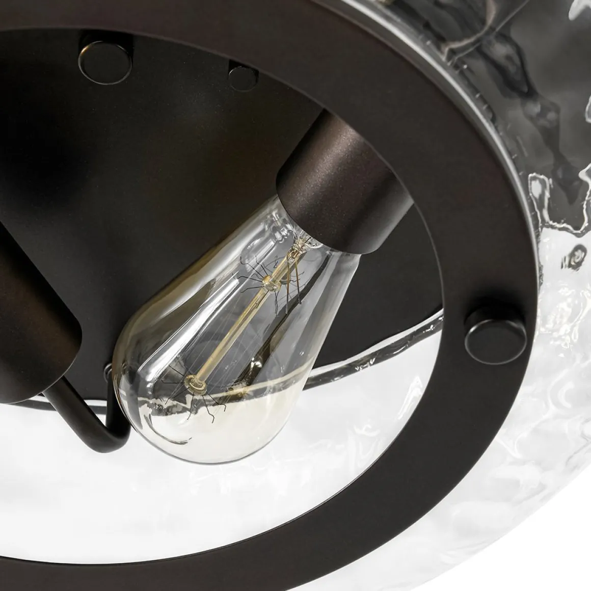 Contemporary Clear Striped Glass Round Flush Mount Light