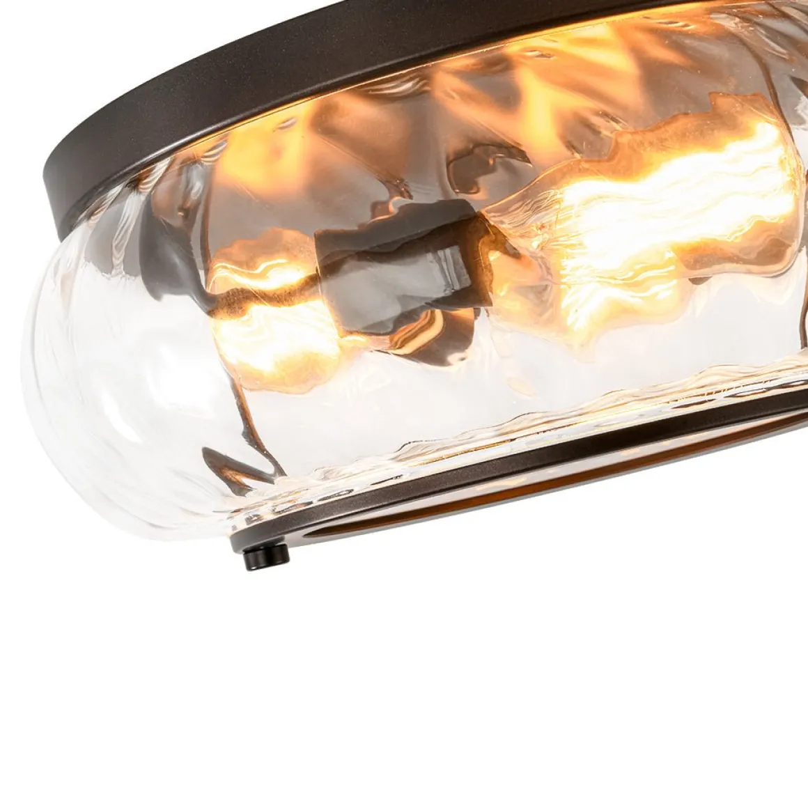 Contemporary Clear Striped Glass Round Flush Mount Light