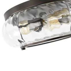 Contemporary Clear Striped Glass Round Flush Mount Light