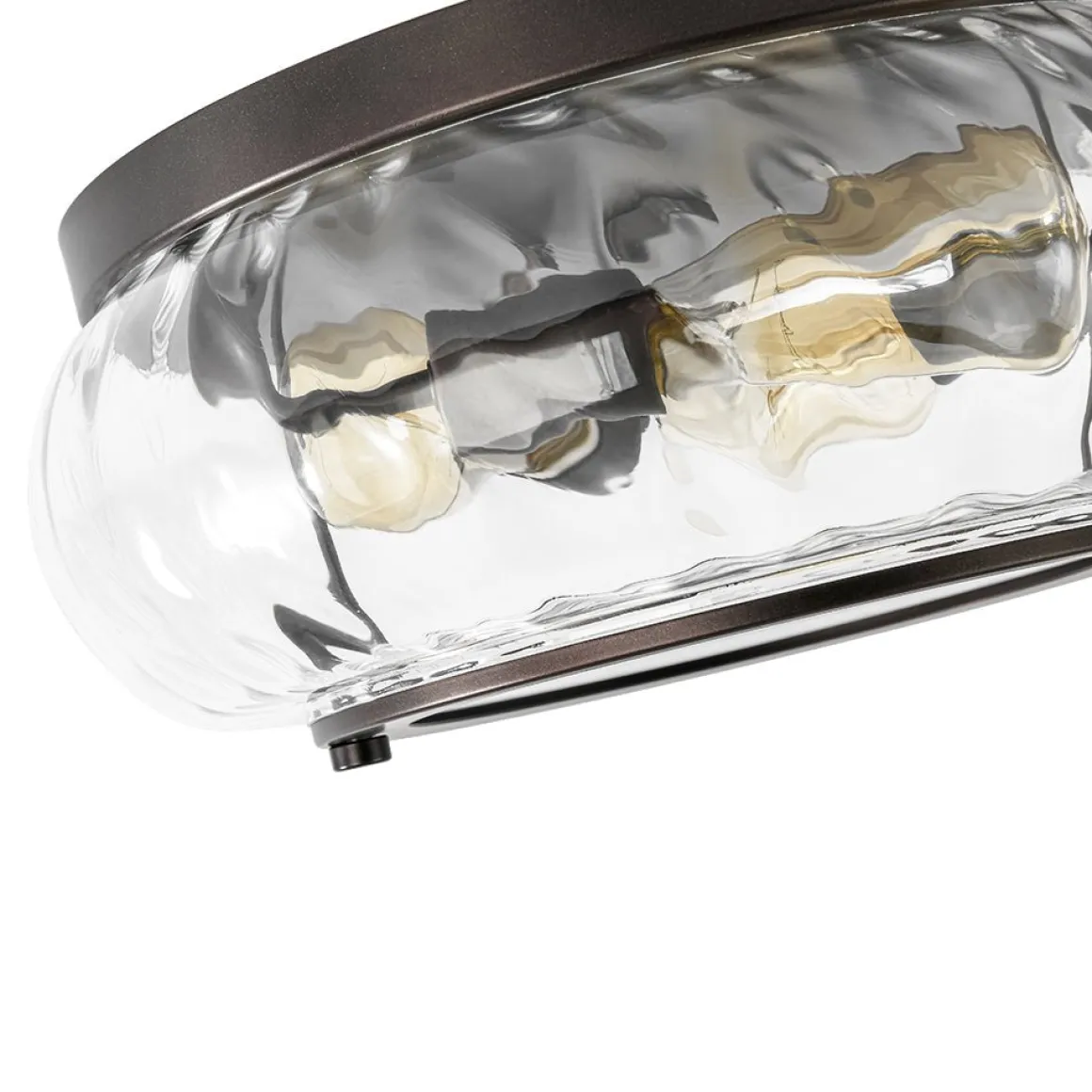 Contemporary Clear Striped Glass Round Flush Mount Light