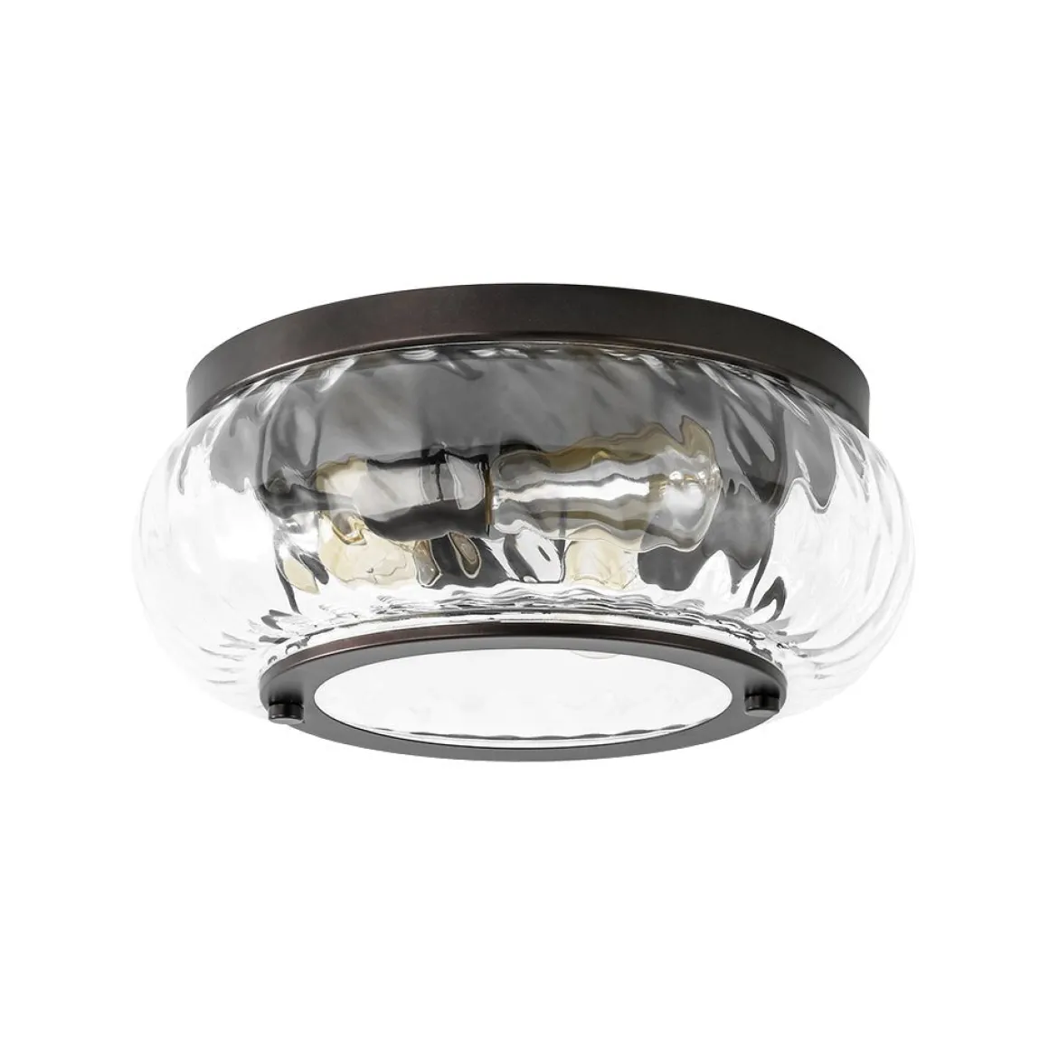 Contemporary Clear Striped Glass Round Flush Mount Light