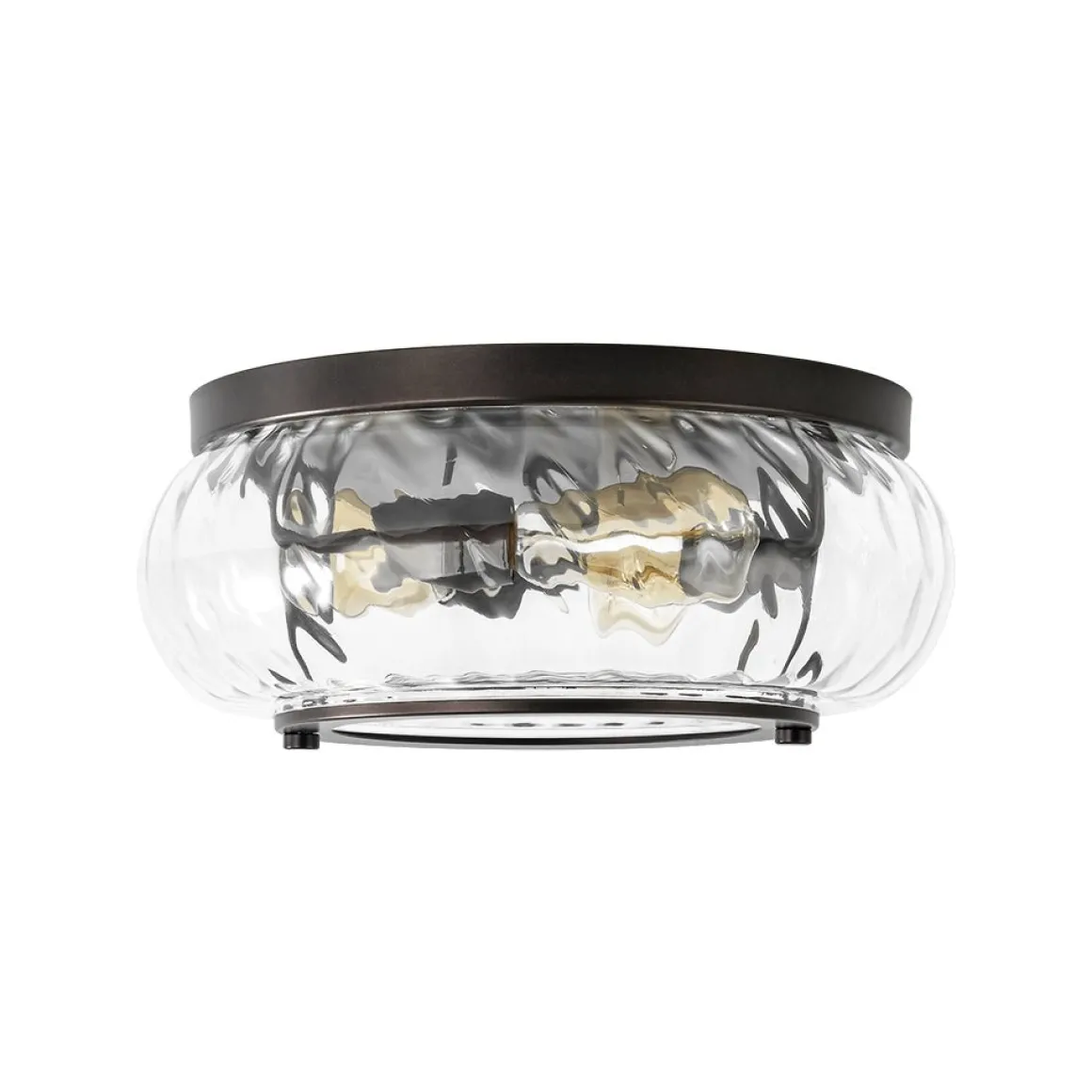 Contemporary Clear Striped Glass Round Flush Mount Light