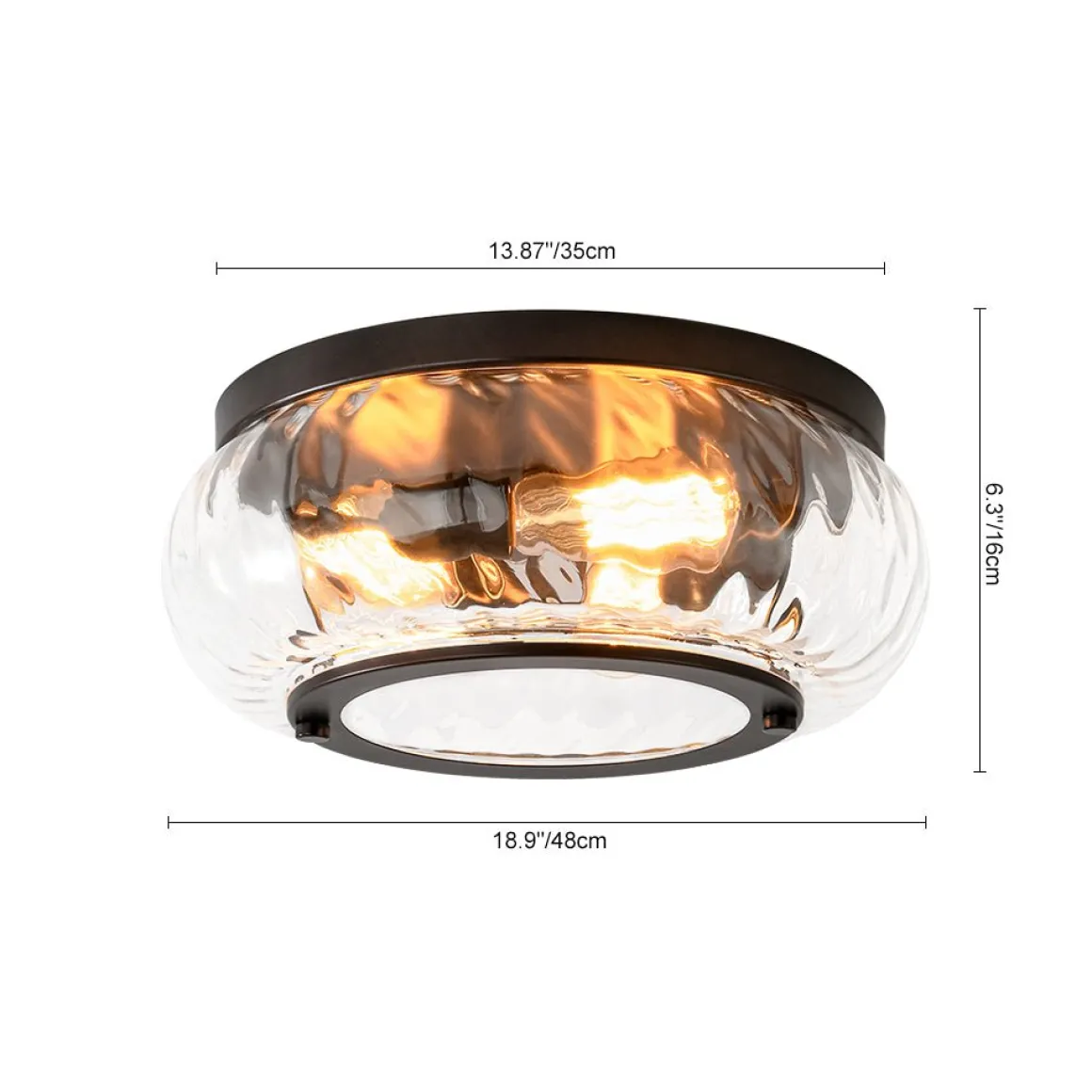 Contemporary Clear Striped Glass Round Flush Mount Light