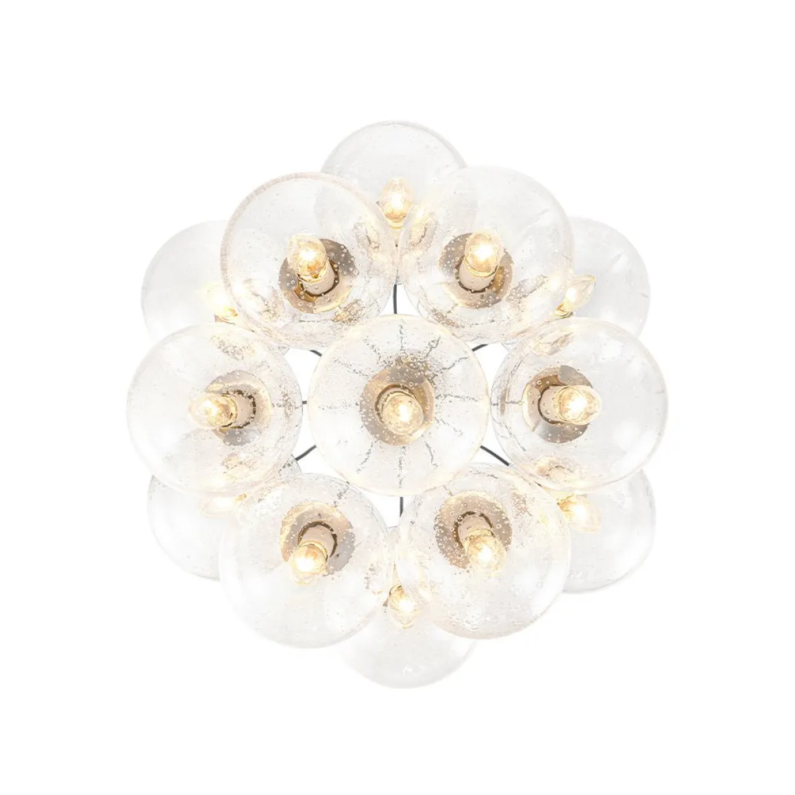 Contemporary Cluster Seeded Glass Globe Bubble Chandelier