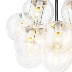 Contemporary Cluster Seeded Glass Globe Bubble Chandelier