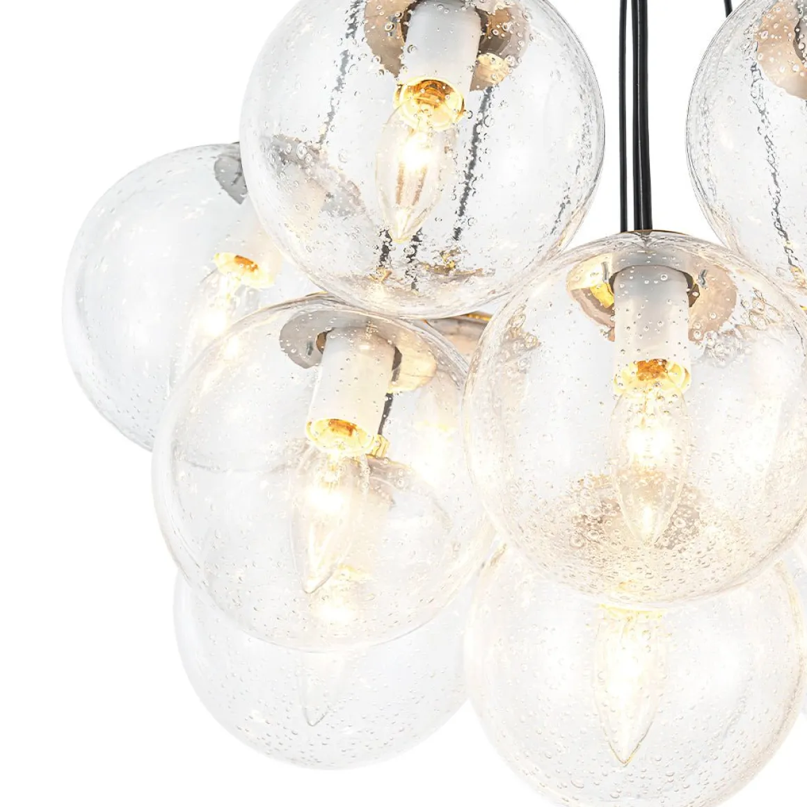 Contemporary Cluster Seeded Glass Globe Bubble Chandelier