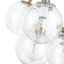 Contemporary Cluster Seeded Glass Globe Bubble Chandelier