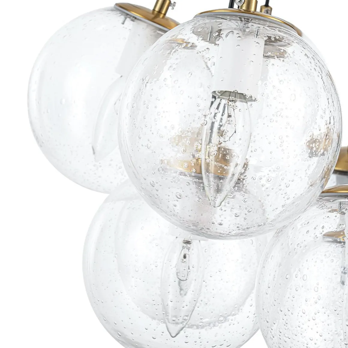 Contemporary Cluster Seeded Glass Globe Bubble Chandelier