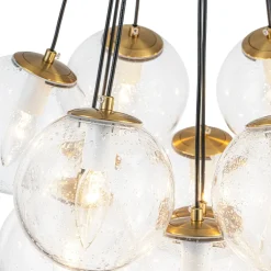 Contemporary Cluster Seeded Glass Globe Bubble Chandelier