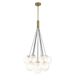 Contemporary Cluster Seeded Glass Globe Bubble Chandelier