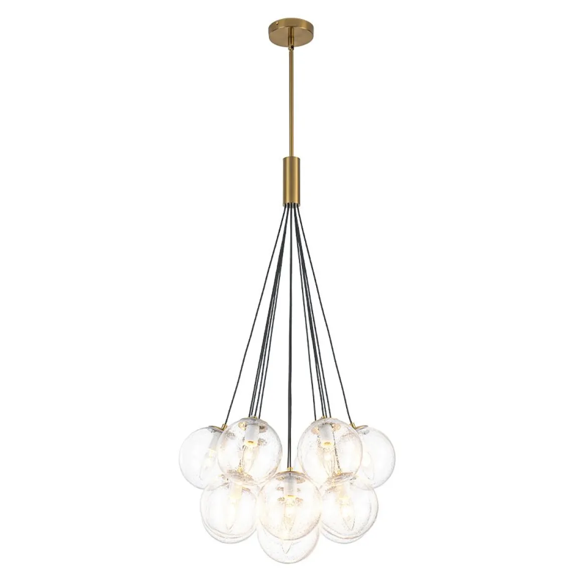 Contemporary Cluster Seeded Glass Globe Bubble Chandelier